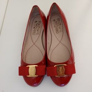 Salvatore Ferragamo Varina Red Patent Flats – Size 5